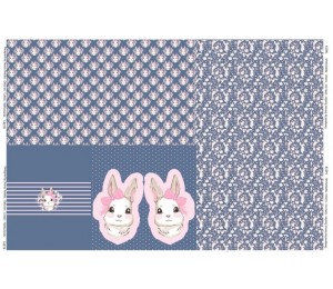 Jersey - Panel Hase Kaninchen blau